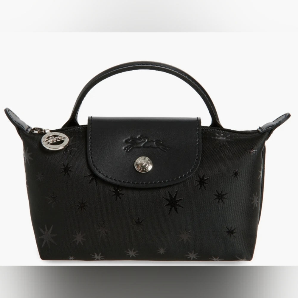 Longchamp Le Pliage Cosmetics Case Black Star Pattern